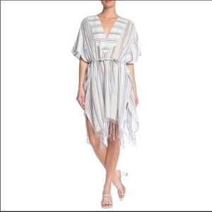 FRAME‎ Striped Cotton Gauze Cover Up Dress, Beach Dress, Blue & White, One Size
